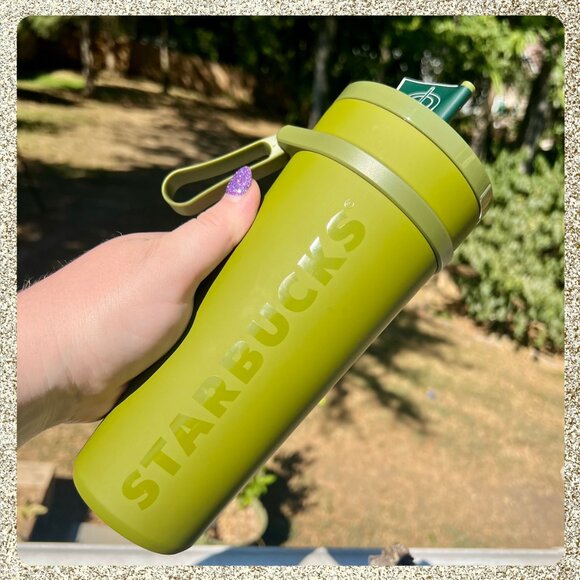 🍁 NWT 2025 Starbucks Fall Olive/Army Green Vacuum SS Cold Cup w/ Twist Straw - Picture 4 of 10